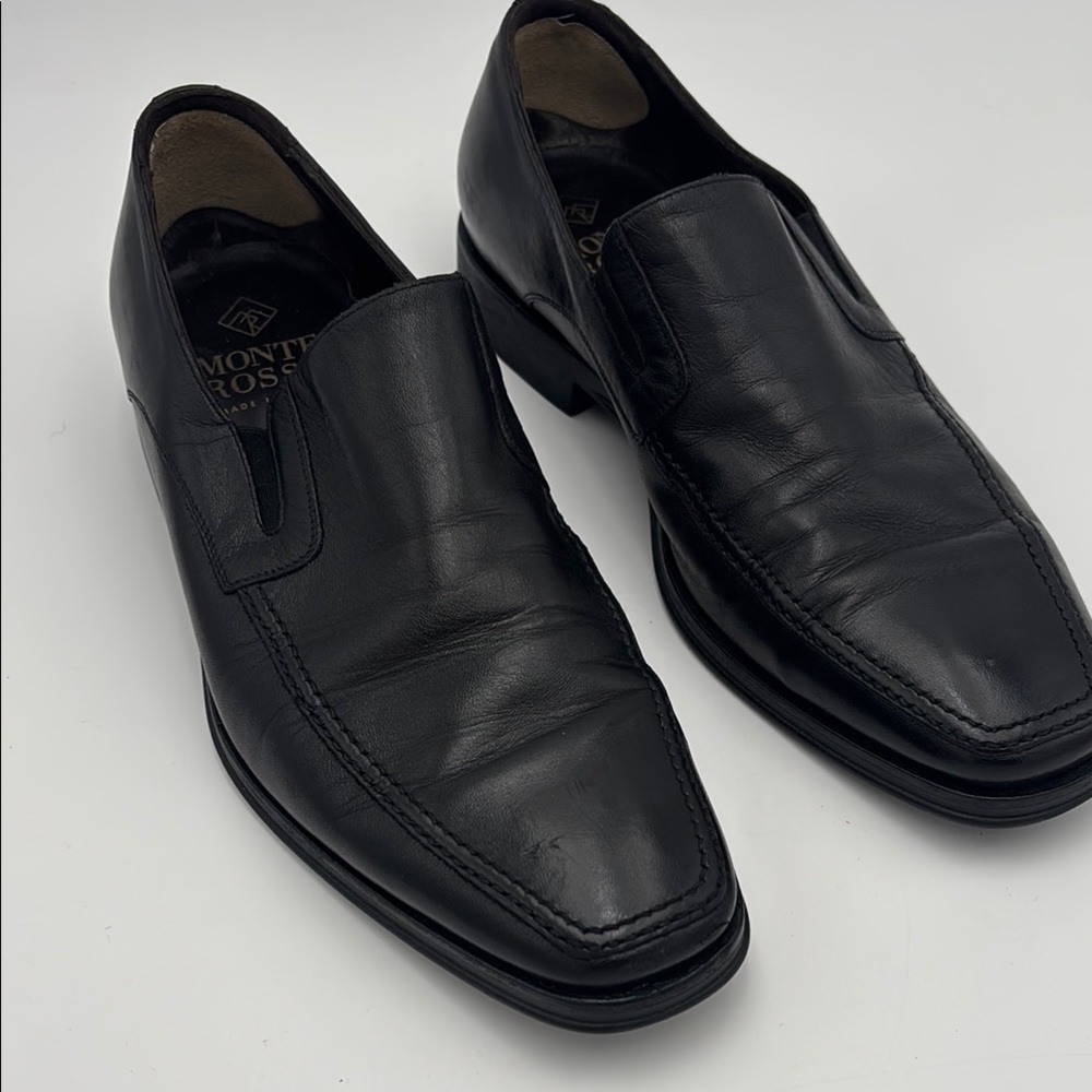Monte Rosso Men's Classic Black Slip-On Loafers